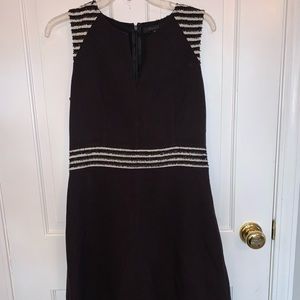 Black A-Line Dress w Stripes & Sequins